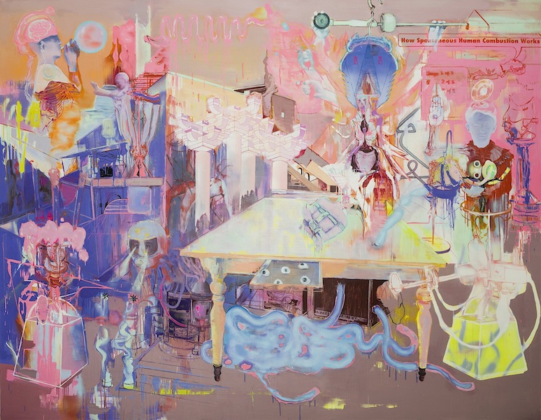 Rui Zhang: Play on Your Tabel, 2018, oil and acrylic on canvas, 230 x 280 cm


